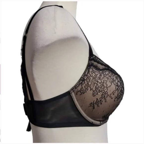 Victoria's Secret | Size 32DDD Black and Nude Lace Detail Push Up Bra - Picture 3 of 5